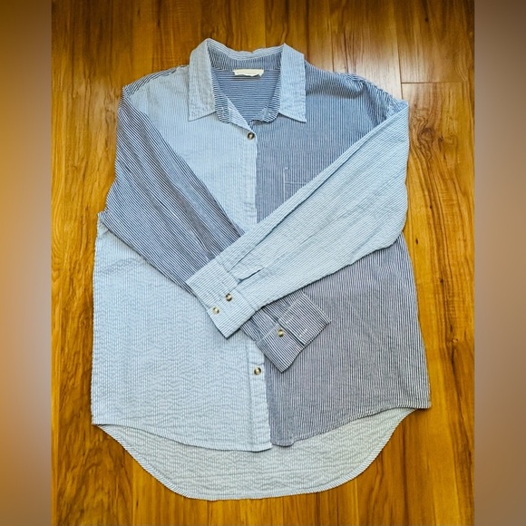 Together Blue and White Striped Women's Shirt - Picture 3 of 13